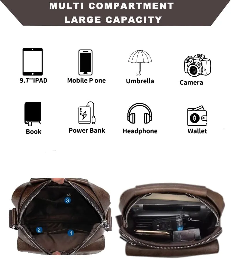 Small Messener Bag for Men, Man Purse Crossbody Shoulder Bags, Men Casual Sling Pack Men Briefcase for Work Business Travel
