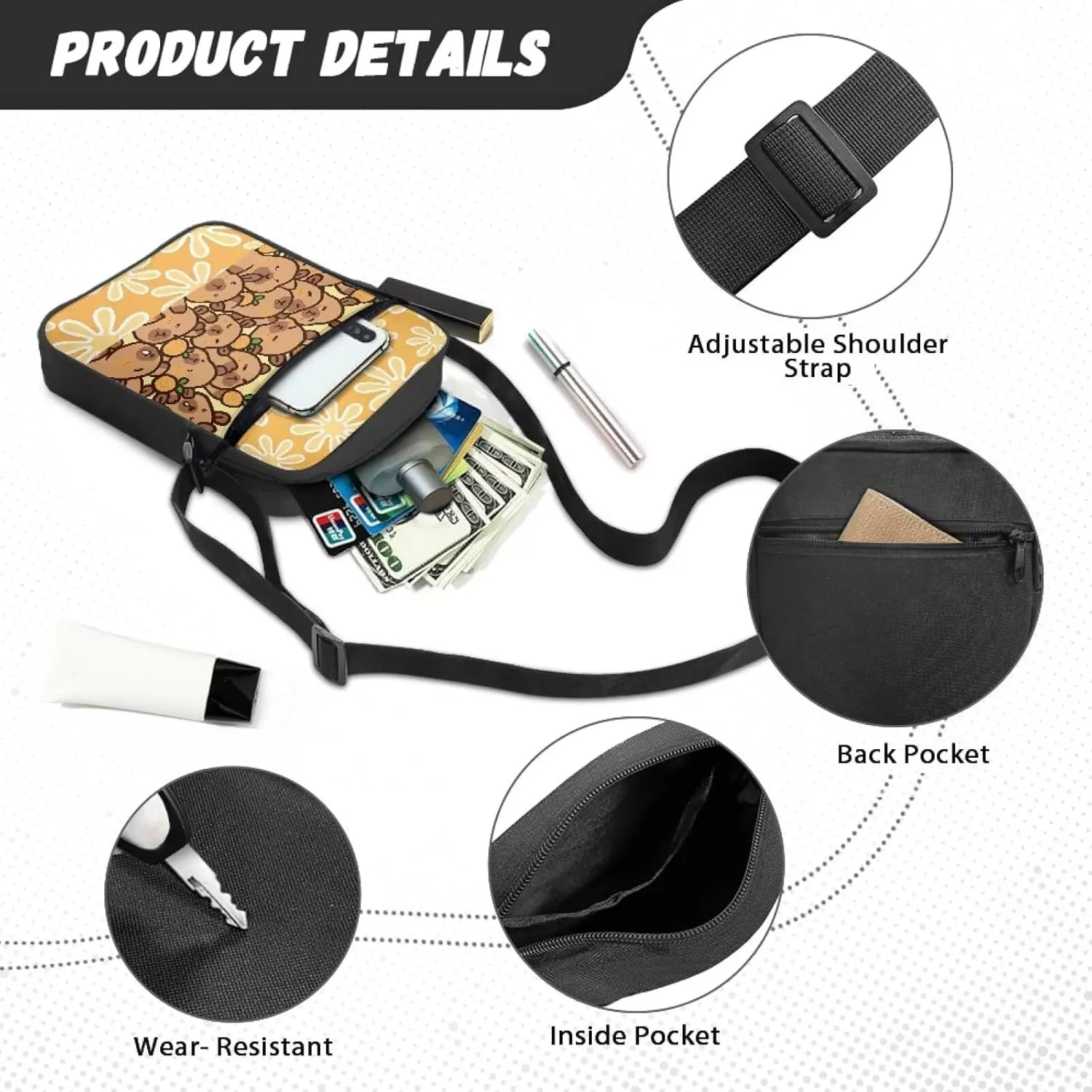 Small Messenger Bag for Men Women Wallet Purse Cell Phone Purse Shoulder Bag for Phone Passport