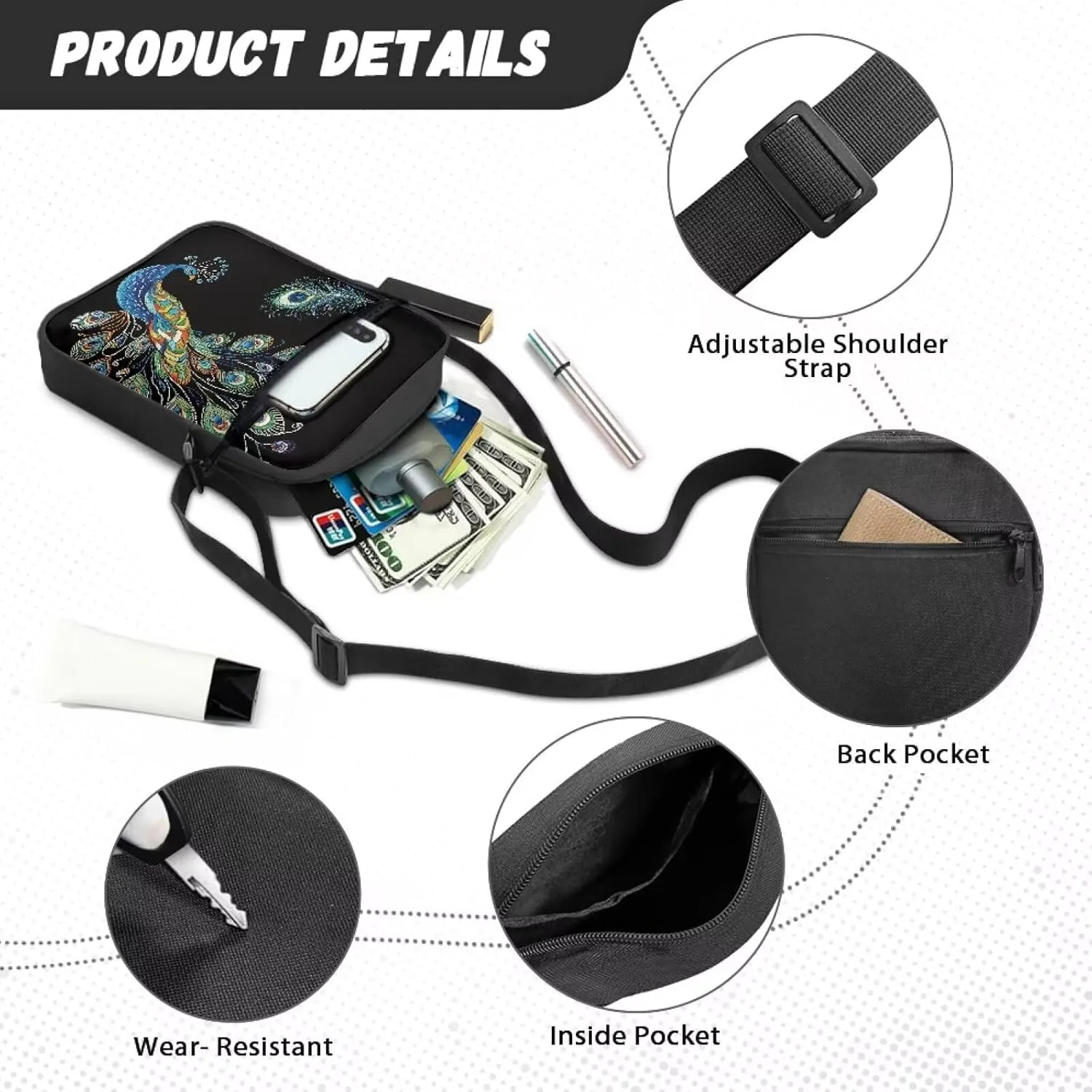 Small Messenger Bag for Men Women Wallet Purse Cell Phone Purse Shoulder Bag for Phone Passport