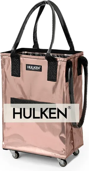 (Small, Rose Gold) Reusable Grocery Bag On Wheels, Shopping Trolley, Rolling Tote, Zipper Closure, Lightweight, Carries Up to 66 lb, Folds Flat