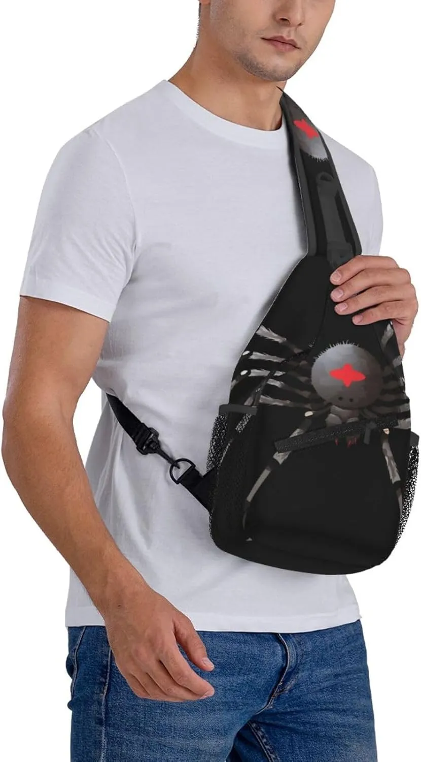 Small Sling Bag Black Spider Crossbody Backpack For Men & Women,Stylish Cross Chest Bag Diagonally