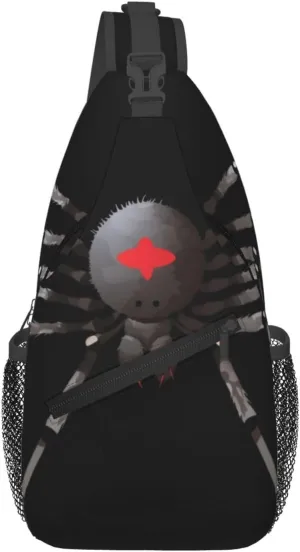 Small Sling Bag Black Spider Crossbody Backpack For Men & Women,Stylish Cross Chest Bag Diagonally