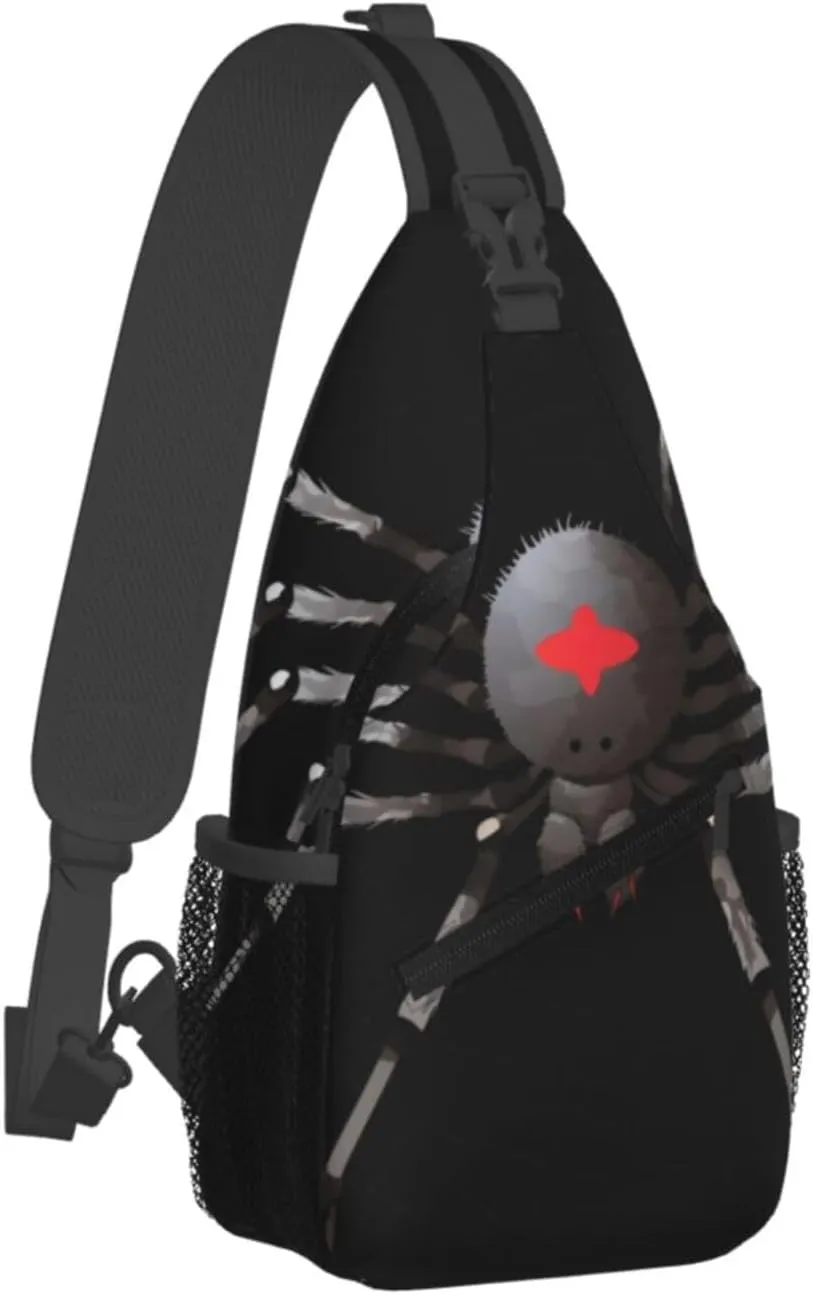 Small Sling Bag Black Spider Crossbody Backpack For Men & Women,Stylish Cross Chest Bag Diagonally