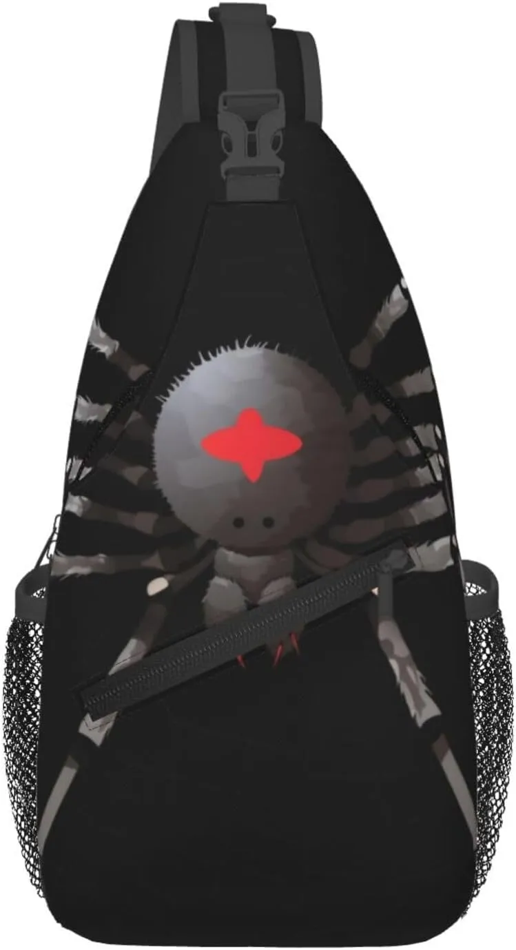 Small Sling Bag Black Spider Crossbody Backpack For Men & Women,Stylish Cross Chest Bag Diagonally