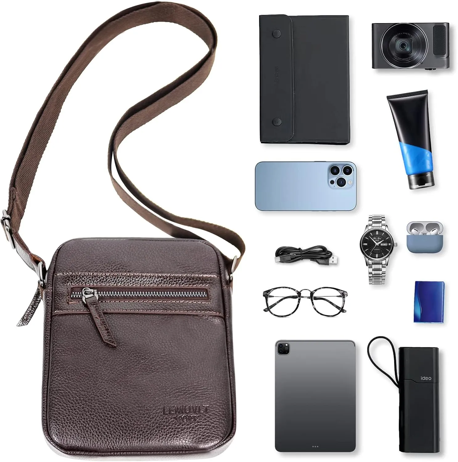 Small/Medium Crossbody bag for men shoulder bag mens purse satchel leather messenger bag gift man