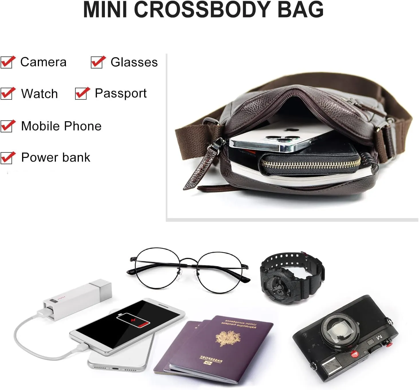 Small/Medium Crossbody bag for men shoulder bag mens purse satchel leather messenger bag gift man
