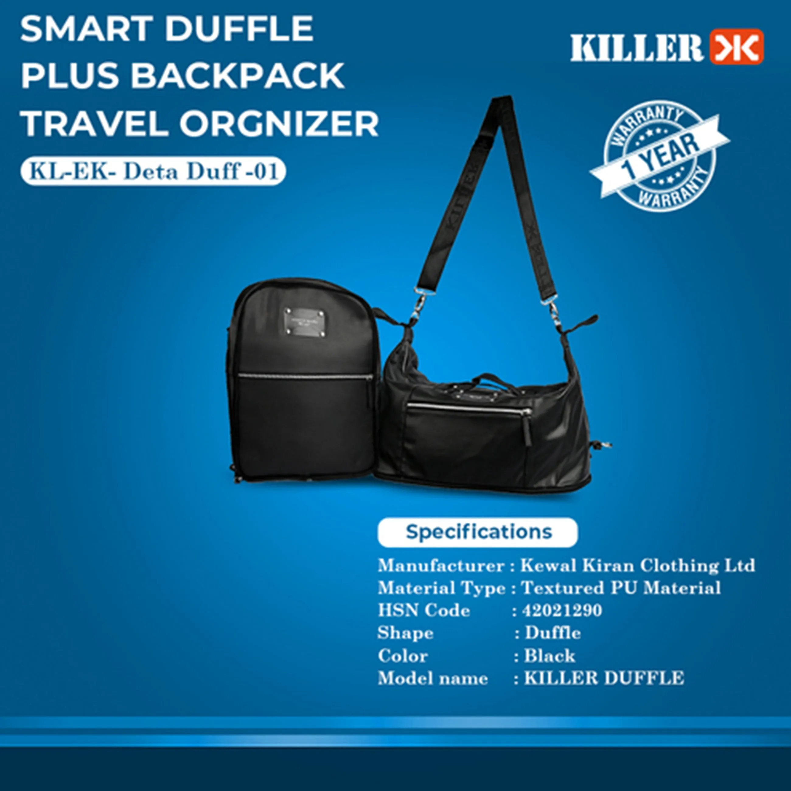 Smart Duffle Plus Back Pack Travel Organizer