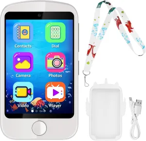 Smart Phone for Kids Toys, Touchscreen Toy Phone for Girls Boys, Kids Phone with Games Interactive Learning Toys for 3 4 5 6 7 8 9 10 Year Old Christmas Birthday Gifts White
