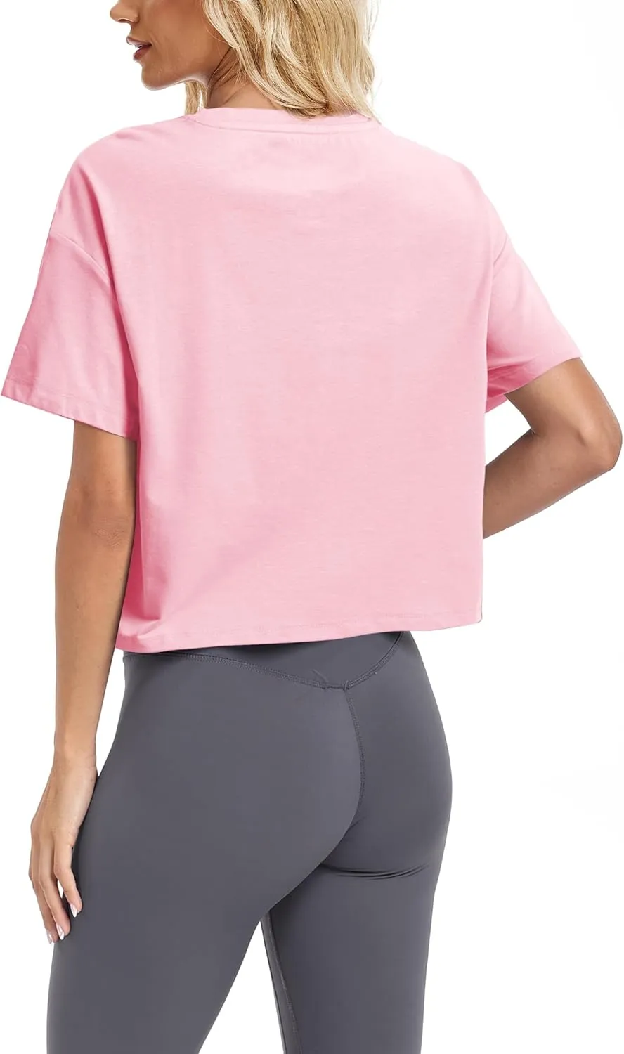 SMENG Womens Cropped T Shirt UPF50  Soft Breathable Tshirt Workout Loose Crewneck Short Sleeve Tops 2025 Trendy