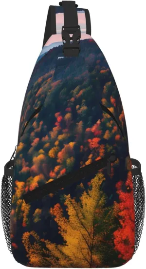 Smokey Mountain Cliff Men Casual Diagonal Chest Bag Cross Package Diagonally Women Travel Satchel Single Shoulder Bag