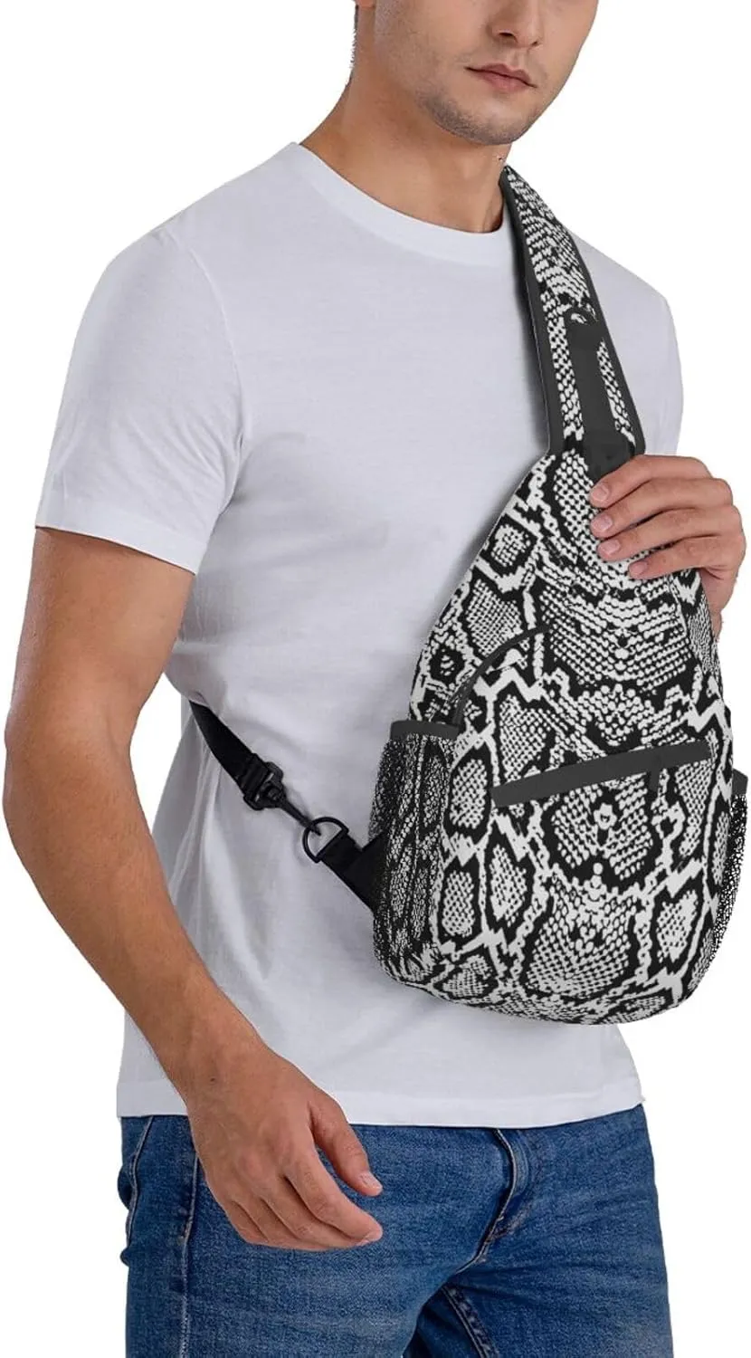 Snakeskin Crossbody Bag Snake Shoulder Bag Backpack Funny Sling Bag Chest Casual Daypack for Outdoor