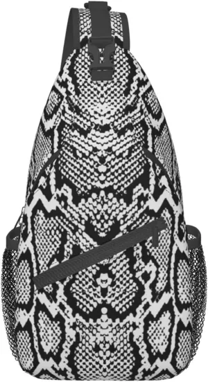 Snakeskin Crossbody Bag Snake Shoulder Bag Backpack Funny Sling Bag Chest Casual Daypack for Outdoor