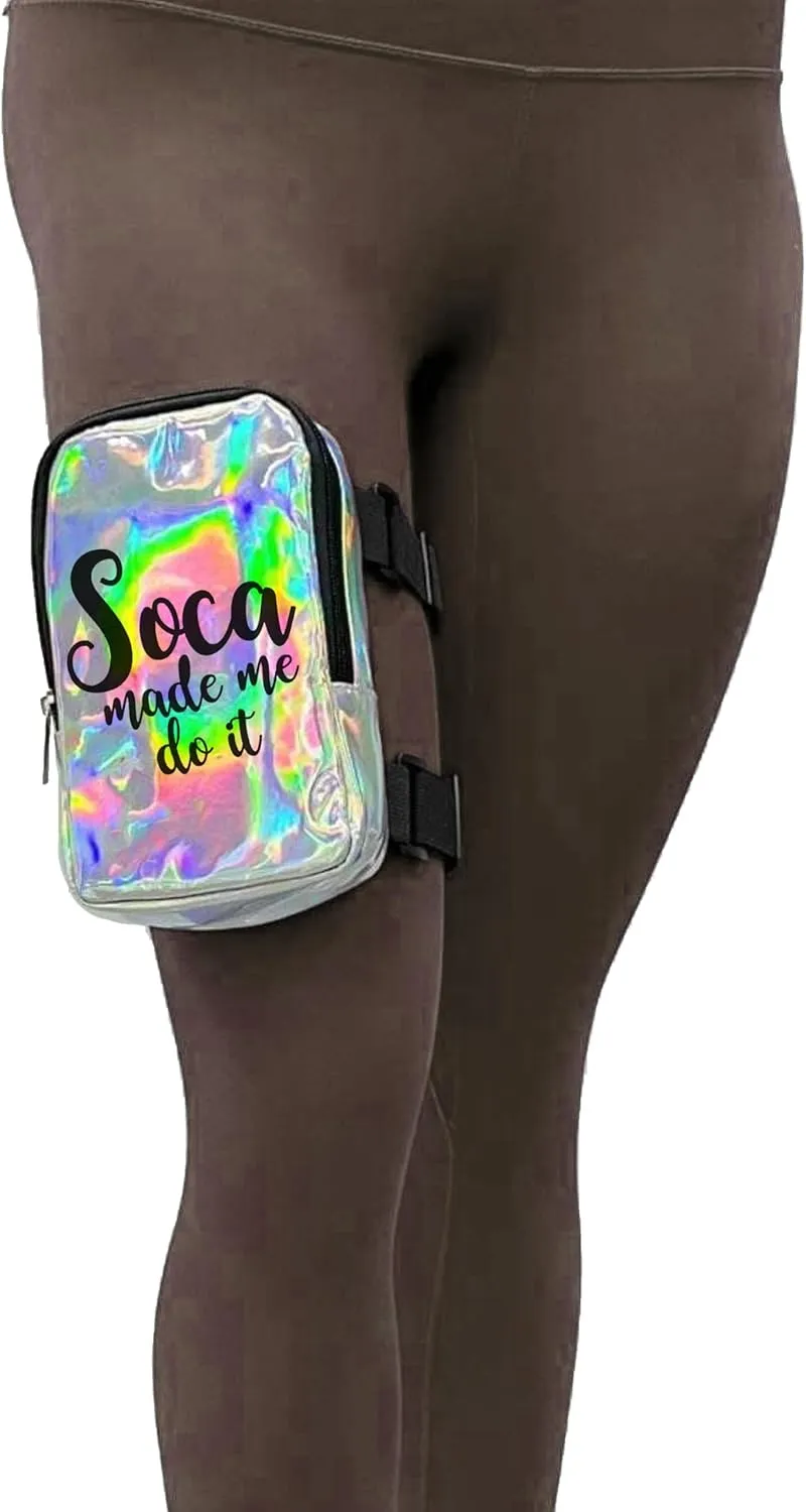 Soca Thigh Bag | Leg Harness for Women | Outdoor Waist Pouch | Carnival Hiking Travel Fanny Pack with Adjustable Straps | Soca Made Me Do It