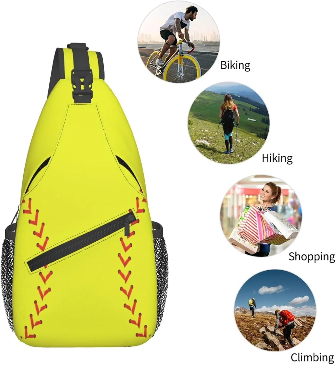 Softball Sling Bag For Women Men Fashion Backpack Crossbody Softball Shoulder Bag Sling Backpack Chest Bag Travel Hiking Casual Sport Daypack