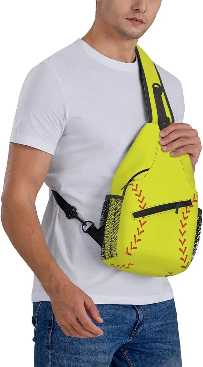 Softball Sling Bag For Women Men Fashion Backpack Crossbody Softball Shoulder Bag Sling Backpack Chest Bag Travel Hiking Casual Sport Daypack