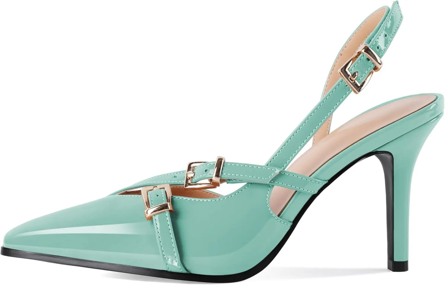 Soireelady Women Slingback Heels Pointed Toe High Stiletto Heels Pumps Buckle Strap D'Orsay Fashion Dress Shoes 3.5 Inch