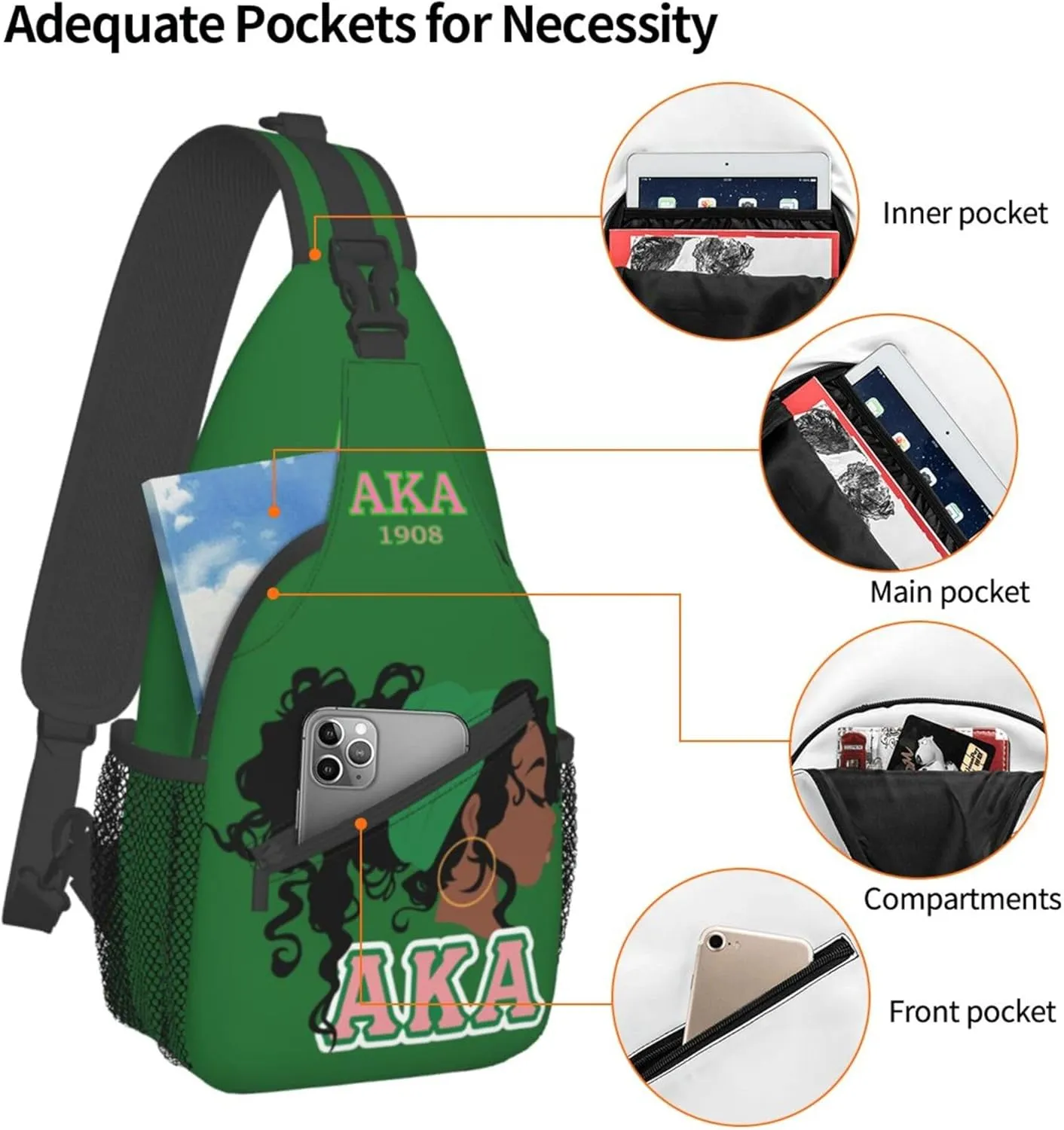 Sorority Gifts Unisex Crossbody Backpack Sling Bag chest bag for Hiking Traveling Outdoor Daypack