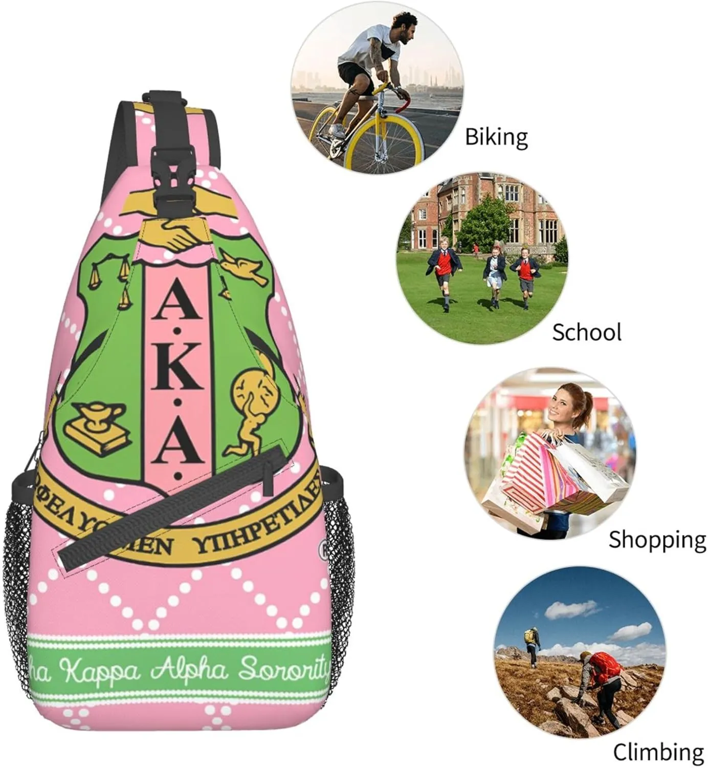 Sorority Gifts Unisex Crossbody Backpack Sling Bag chest bag for Hiking Traveling Outdoor Daypack
