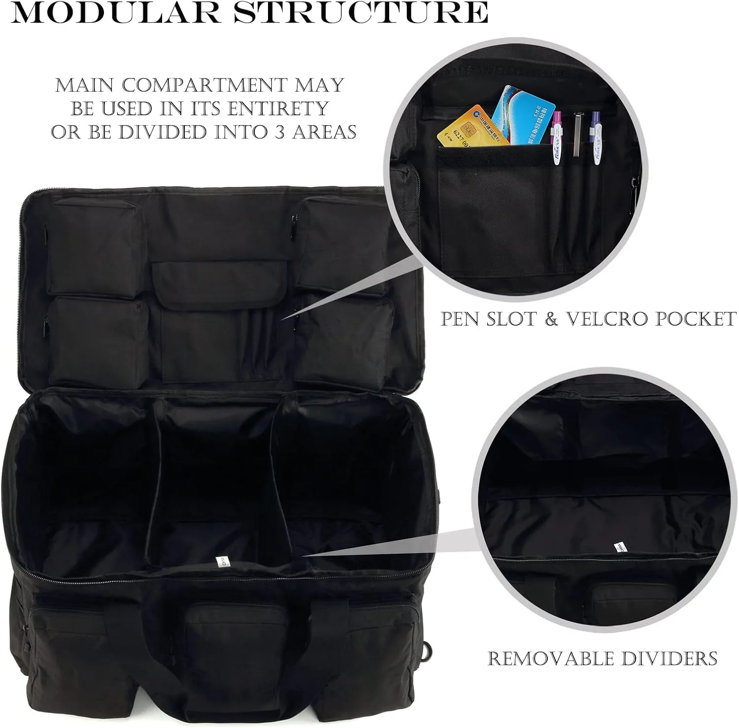 Sparklekle Military Duffel Bag 50L Gym Bag for Men Convertible Weekend Backpack for Sports Travel Camping (Black)