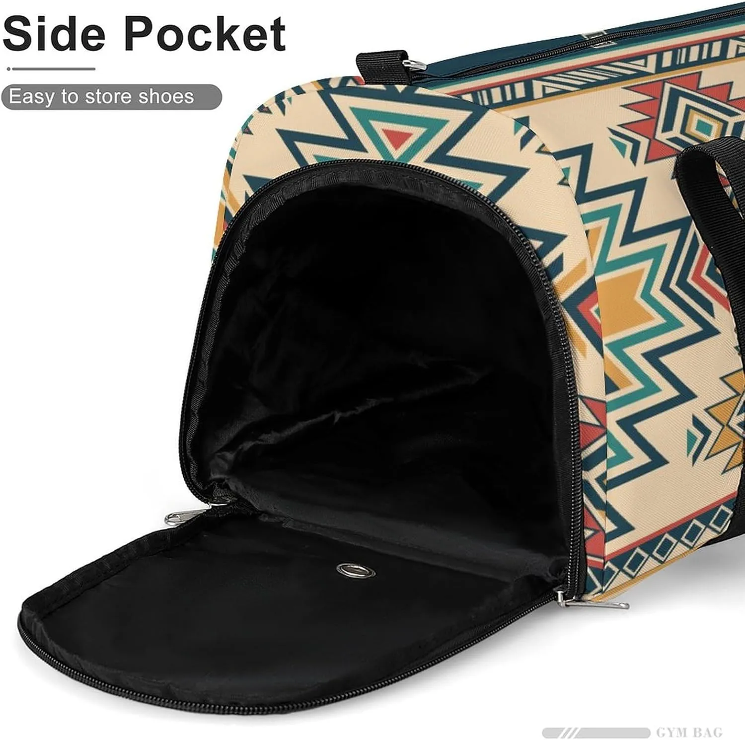 Sport Gym Duffel with Shoe Compartment Wet Pocket, Aztec-american-print Shoulder Travel Bag for Women Men, style-1