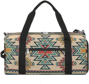 Sport Gym Duffel with Shoe Compartment Wet Pocket, Aztec-american-print Shoulder Travel Bag for Women Men, style-1