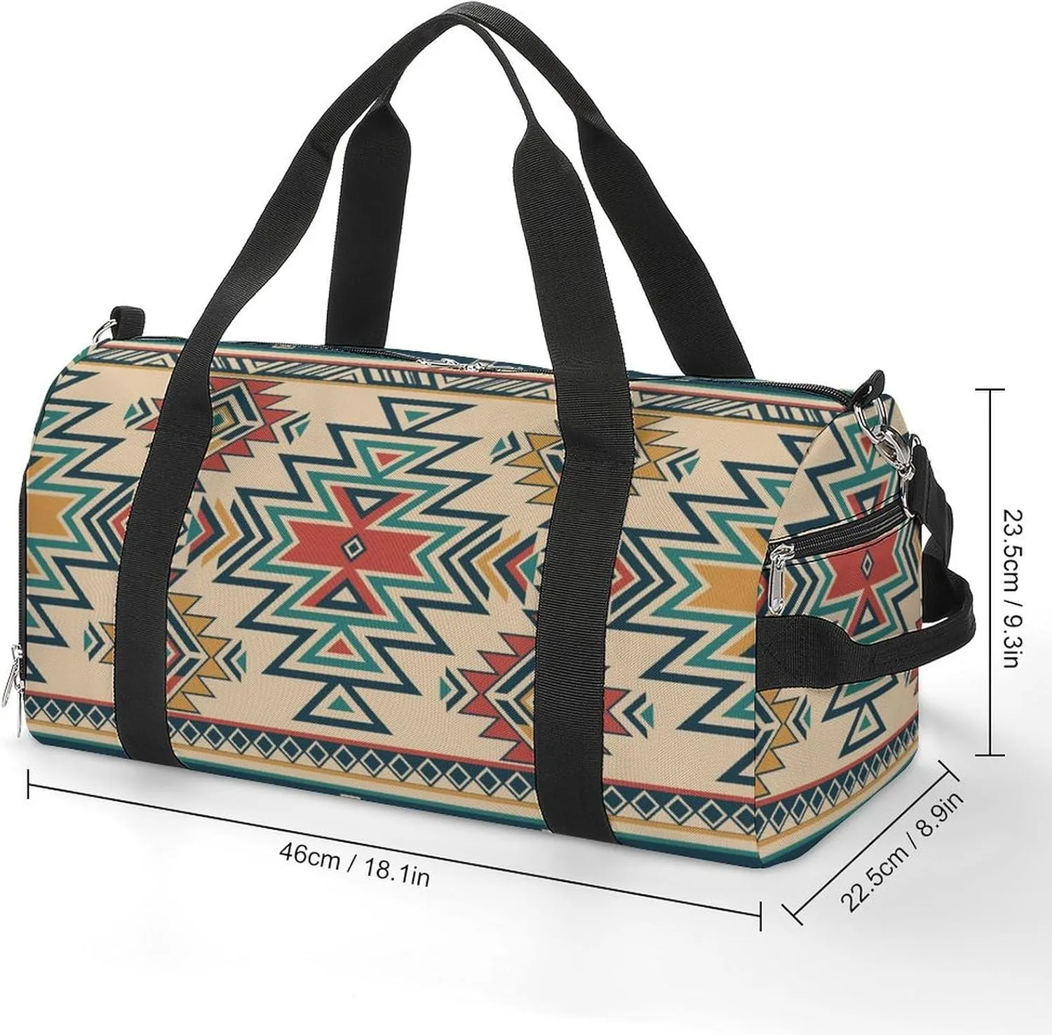 Sport Gym Duffel with Shoe Compartment Wet Pocket, Aztec-american-print Shoulder Travel Bag for Women Men, style-1