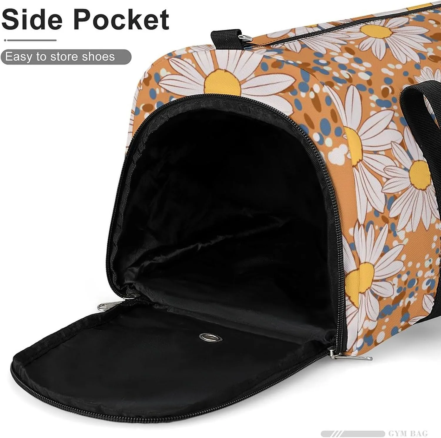 Sport Gym Duffel with Shoe Compartment Wet Pocket, Beautiful Flower Pattern Shoulder Travel Bag for Women Men