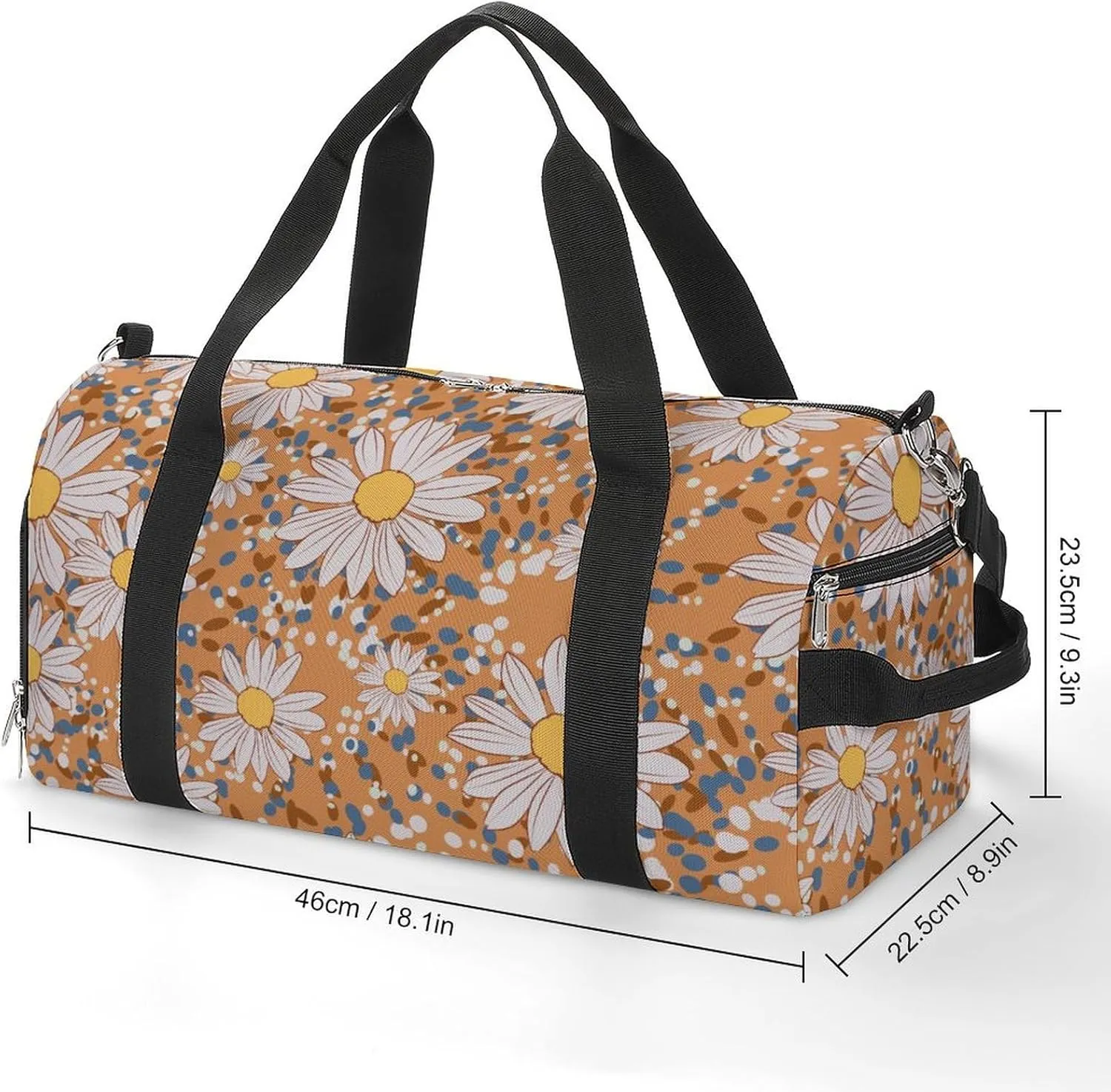 Sport Gym Duffel with Shoe Compartment Wet Pocket, Beautiful Flower Pattern Shoulder Travel Bag for Women Men