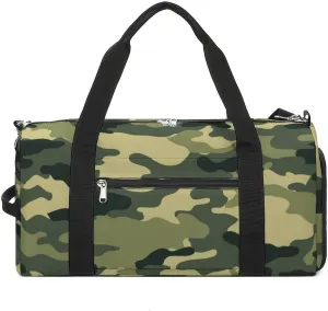 Sport Gym Duffel with Shoe Compartment Wet Pocket, Camouflage-trendy-print Shoulder Travel Bag for Women Men, style-3