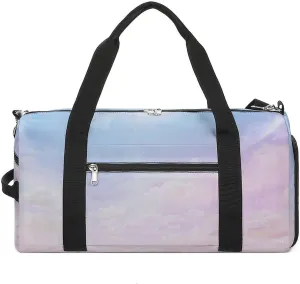 Sport Gym Duffel with Shoe Compartment Wet Pocket, Clouds-watercolor-tint-pink Shoulder Travel Bag for Women Men, style-2