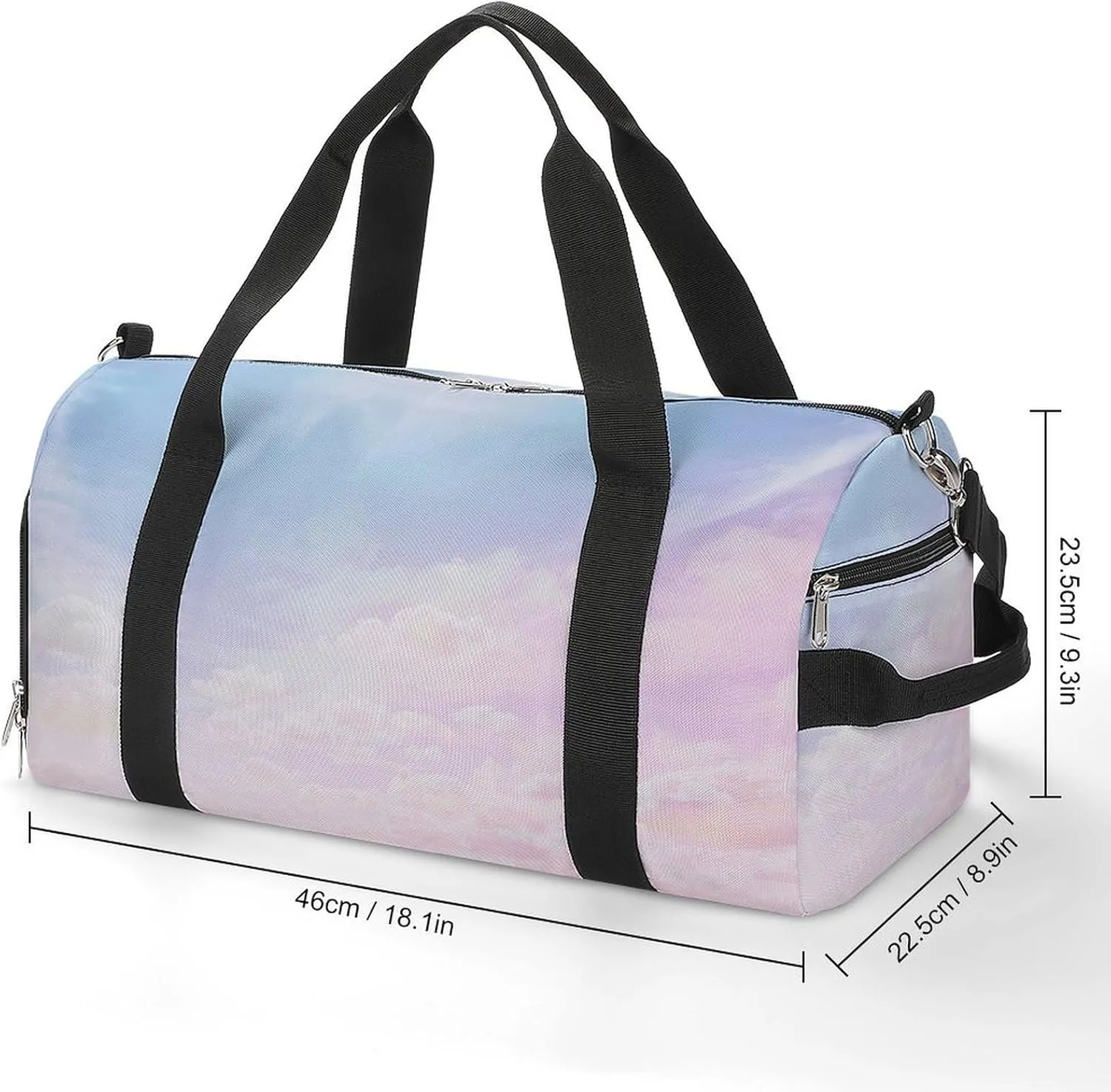 Sport Gym Duffel with Shoe Compartment Wet Pocket, Clouds-watercolor-tint-pink Shoulder Travel Bag for Women Men, style-2