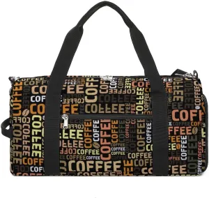 Sport Gym Duffel with Shoe Compartment Wet Pocket, Coffee-print Shoulder Travel Bag for Women Men, style