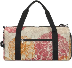 Sport Gym Duffel with Shoe Compartment Wet Pocket, Coloured-floral-pattern Shoulder Travel Bag for Women Men, style-2