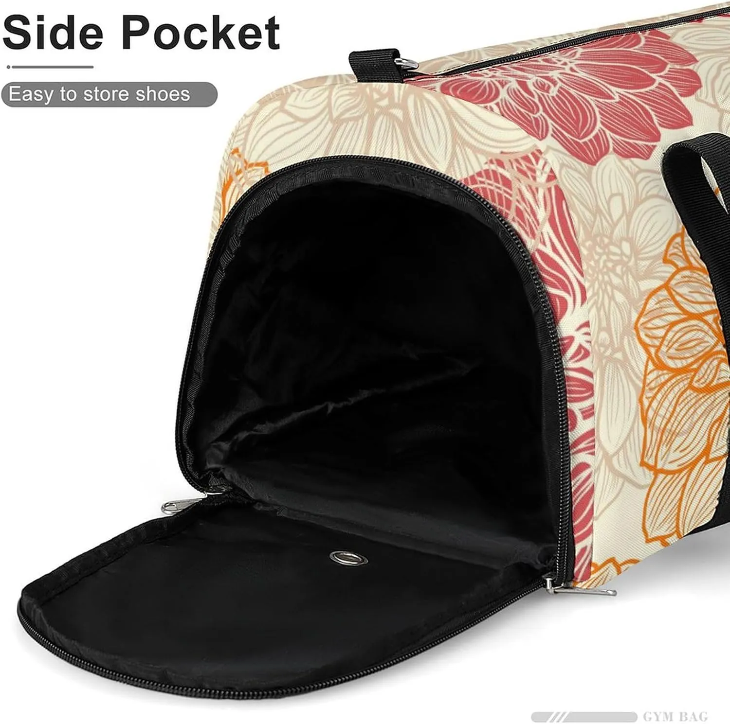 Sport Gym Duffel with Shoe Compartment Wet Pocket, Coloured-floral-pattern Shoulder Travel Bag for Women Men, style-2