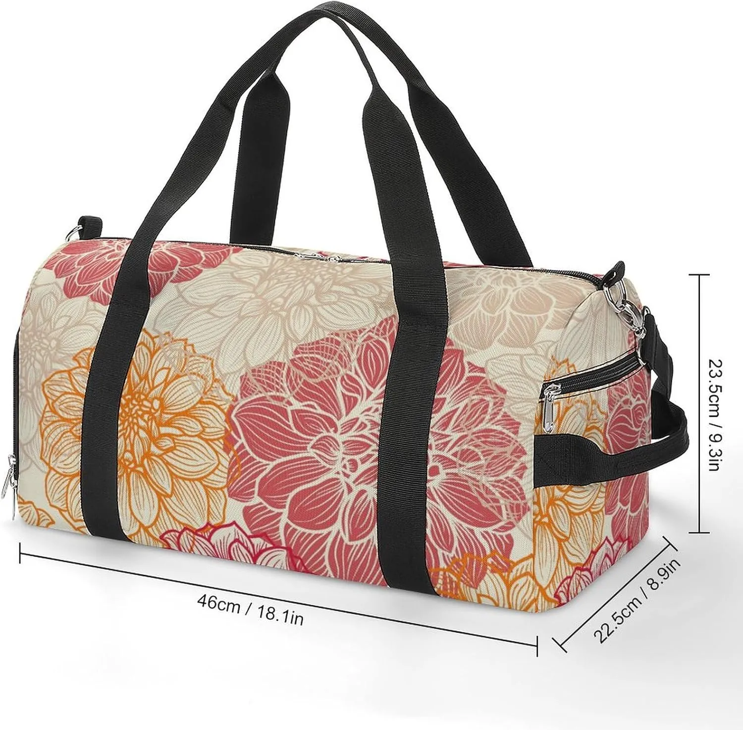 Sport Gym Duffel with Shoe Compartment Wet Pocket, Coloured-floral-pattern Shoulder Travel Bag for Women Men, style-2