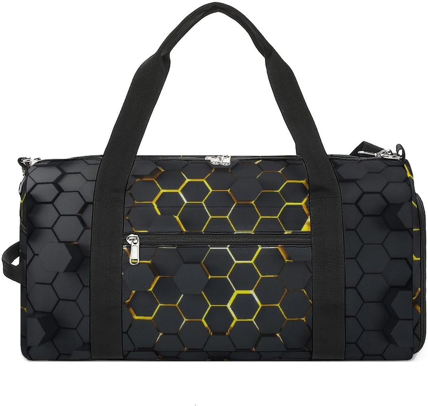 Sport Gym Duffel with Shoe Compartment Wet Pocket, Dark-hexagon-pattern Shoulder Travel Bag for Women Men, style-3