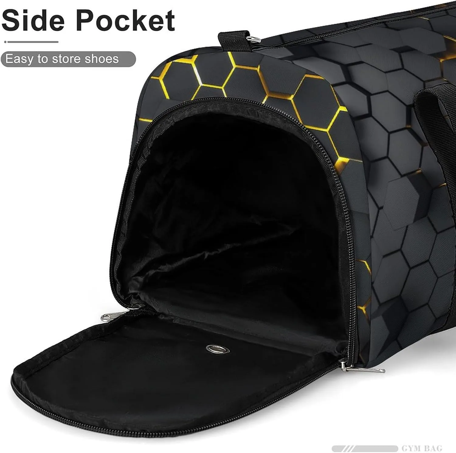 Sport Gym Duffel with Shoe Compartment Wet Pocket, Dark-hexagon-pattern Shoulder Travel Bag for Women Men, style-3