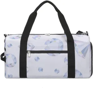 Sport Gym Duffel with Shoe Compartment Wet Pocket, Diamonds-pattern Shoulder Travel Bag for Women Men