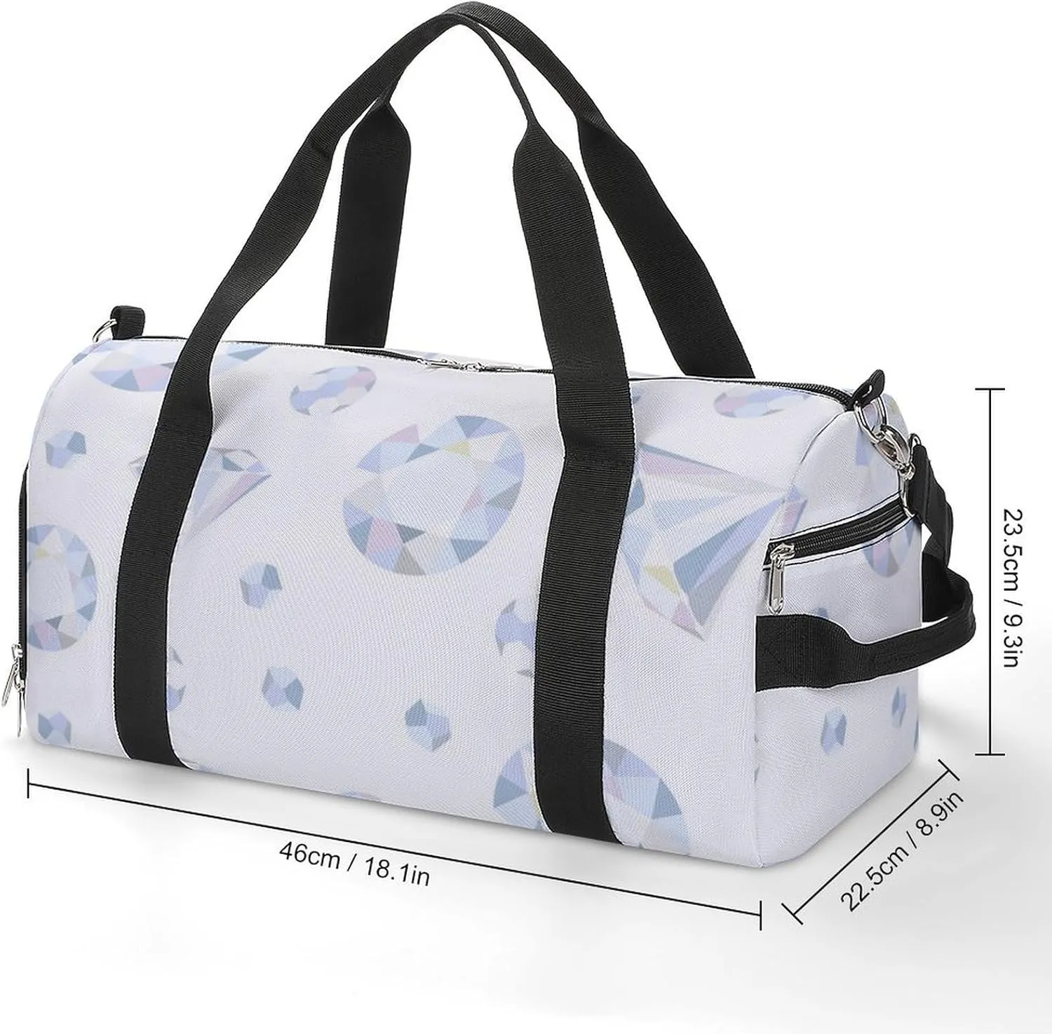 Sport Gym Duffel with Shoe Compartment Wet Pocket, Diamonds-pattern Shoulder Travel Bag for Women Men
