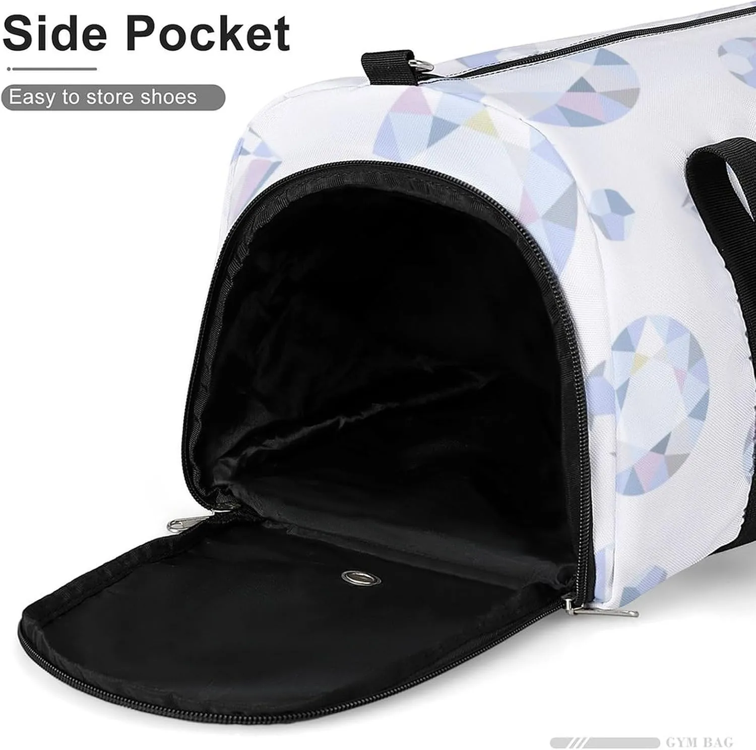 Sport Gym Duffel with Shoe Compartment Wet Pocket, Diamonds-pattern Shoulder Travel Bag for Women Men