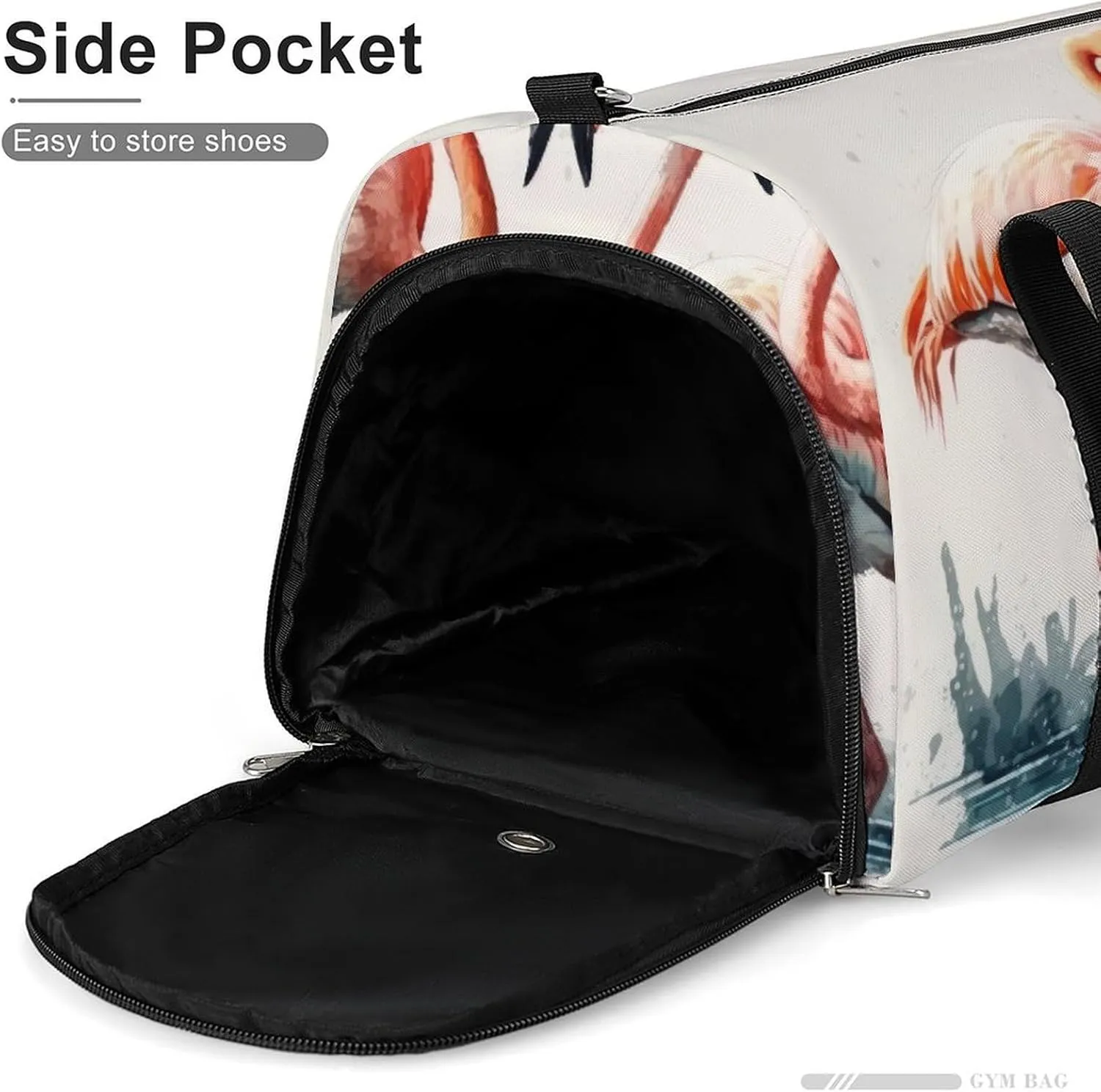 Sport Gym Duffel with Shoe Compartment Wet Pocket, Flamingos-pond-watercolor Shoulder Travel Bag for Women Men