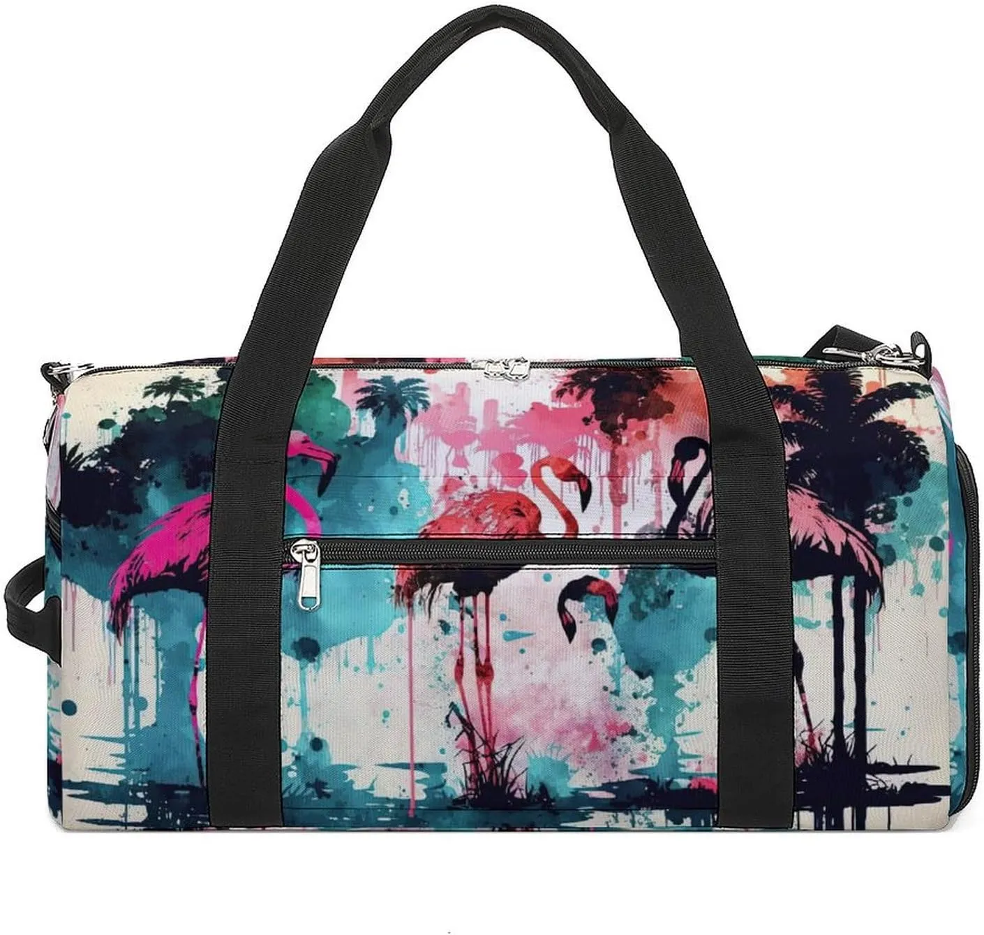 Sport Gym Duffel with Shoe Compartment Wet Pocket, Flamingos-tropical Shoulder Travel Bag for Women Men, style-4
