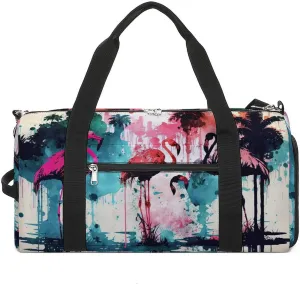 Sport Gym Duffel with Shoe Compartment Wet Pocket, Flamingos-tropical Shoulder Travel Bag for Women Men, style-4
