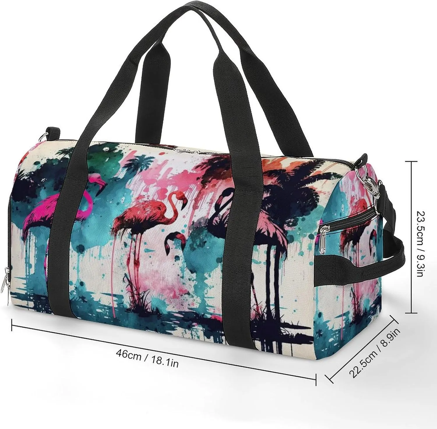 Sport Gym Duffel with Shoe Compartment Wet Pocket, Flamingos-tropical Shoulder Travel Bag for Women Men, style-4