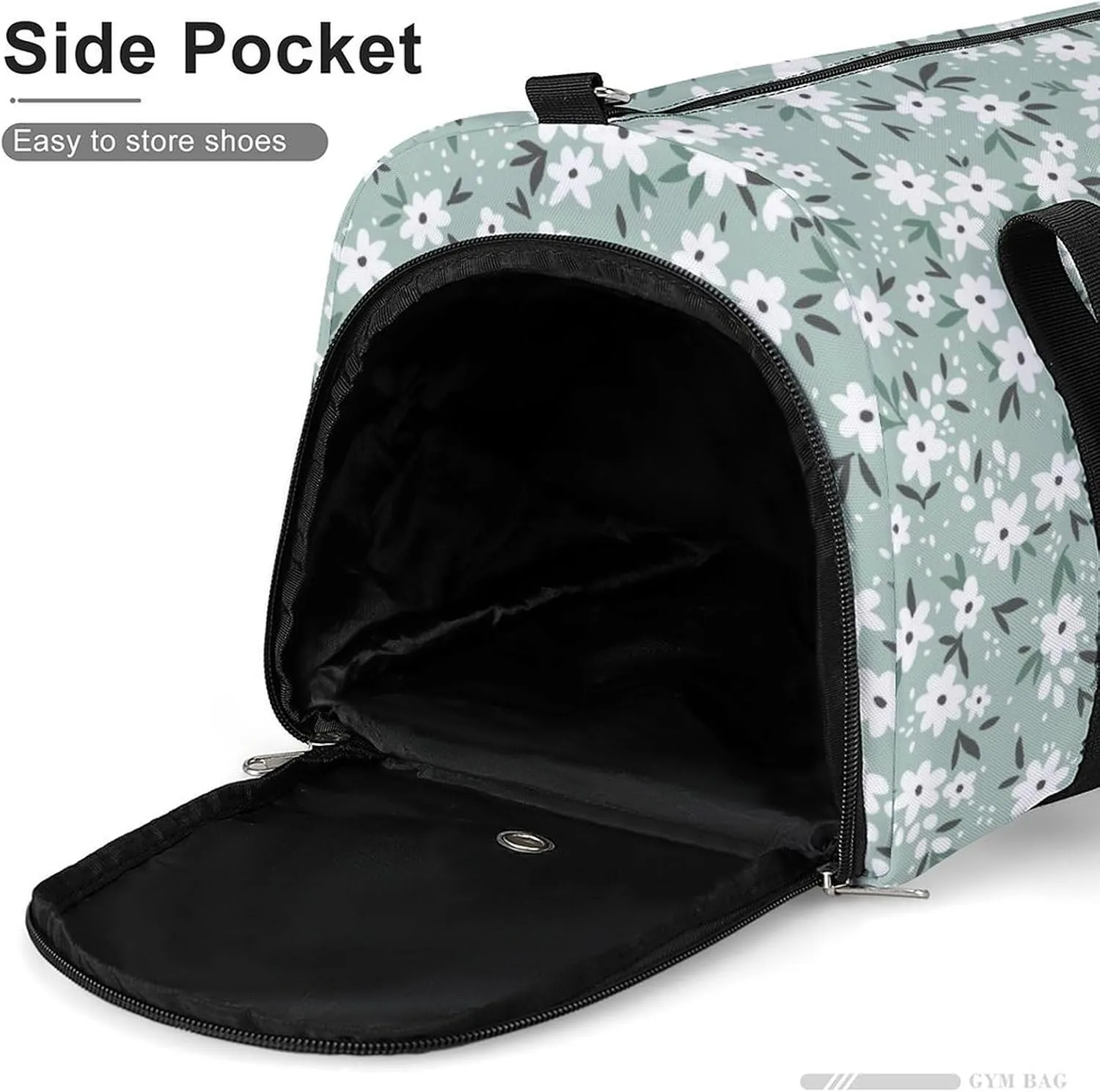 Sport Gym Duffel with Shoe Compartment Wet Pocket, Flowers-light-blue-print Shoulder Travel Bag for Women Men