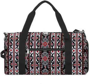 Sport Gym Duffel with Shoe Compartment Wet Pocket, Folk-pattern-maluku-element Shoulder Travel Bag for Women Men, style-4