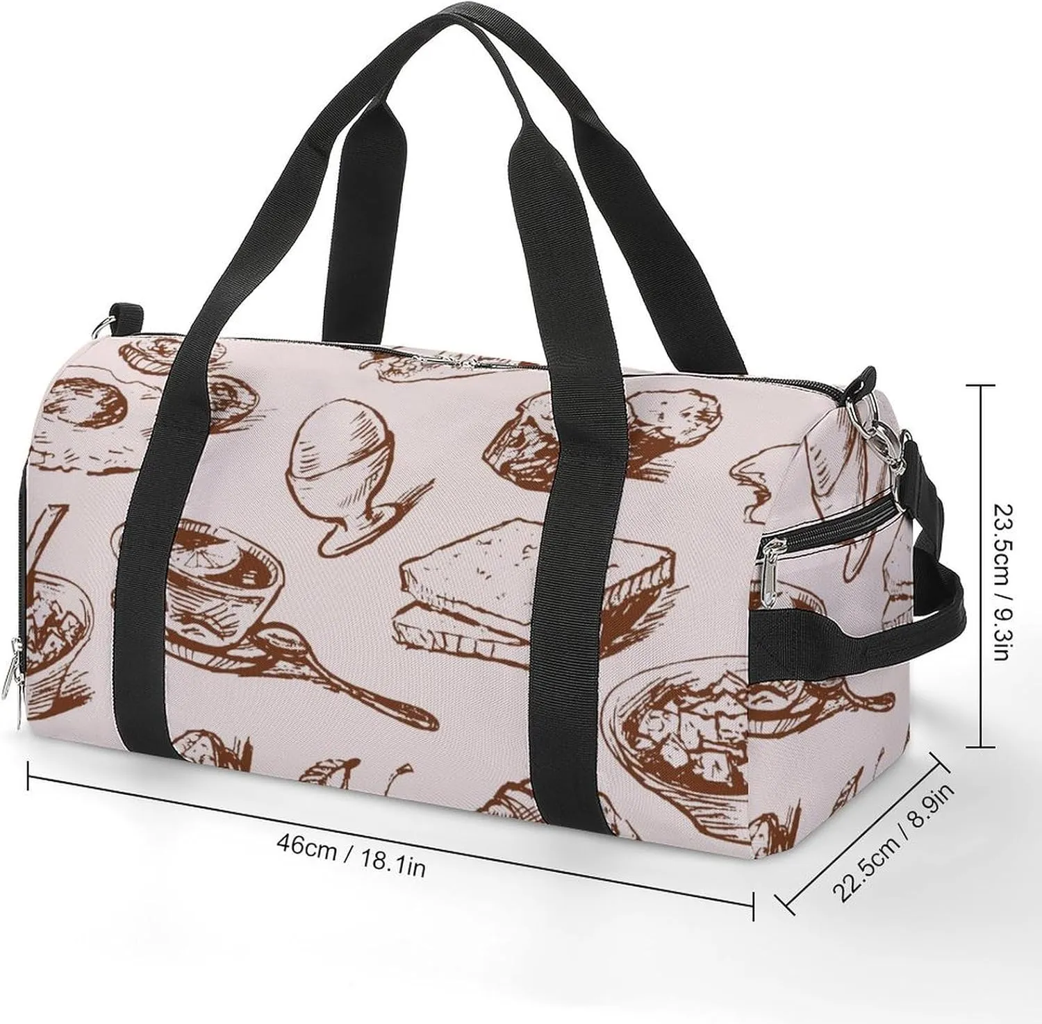 Sport Gym Duffel with Shoe Compartment Wet Pocket, Foodstuff Texture Shoulder Travel Bag for Women Men, style