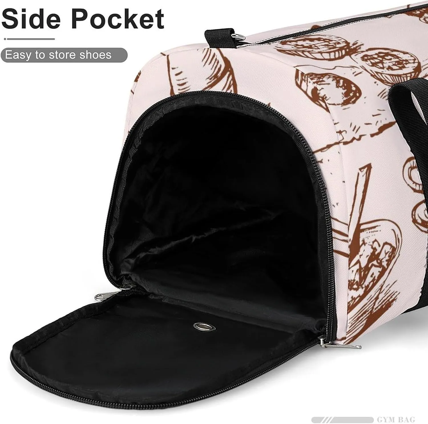 Sport Gym Duffel with Shoe Compartment Wet Pocket, Foodstuff Texture Shoulder Travel Bag for Women Men, style