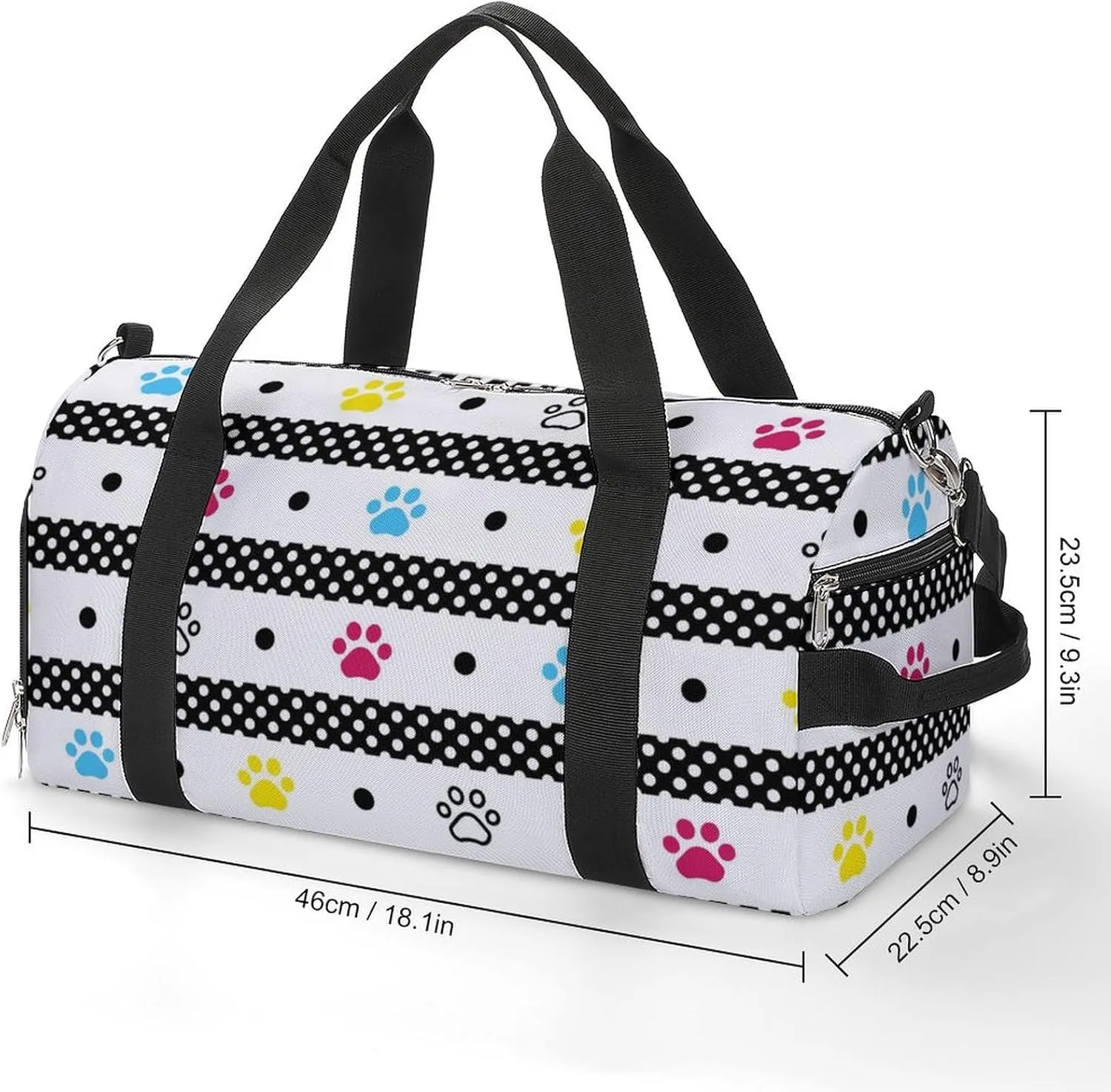 Sport Gym Duffel with Shoe Compartment Wet Pocket, Footprint-cartoon Shoulder Travel Bag for Women Men, style-3