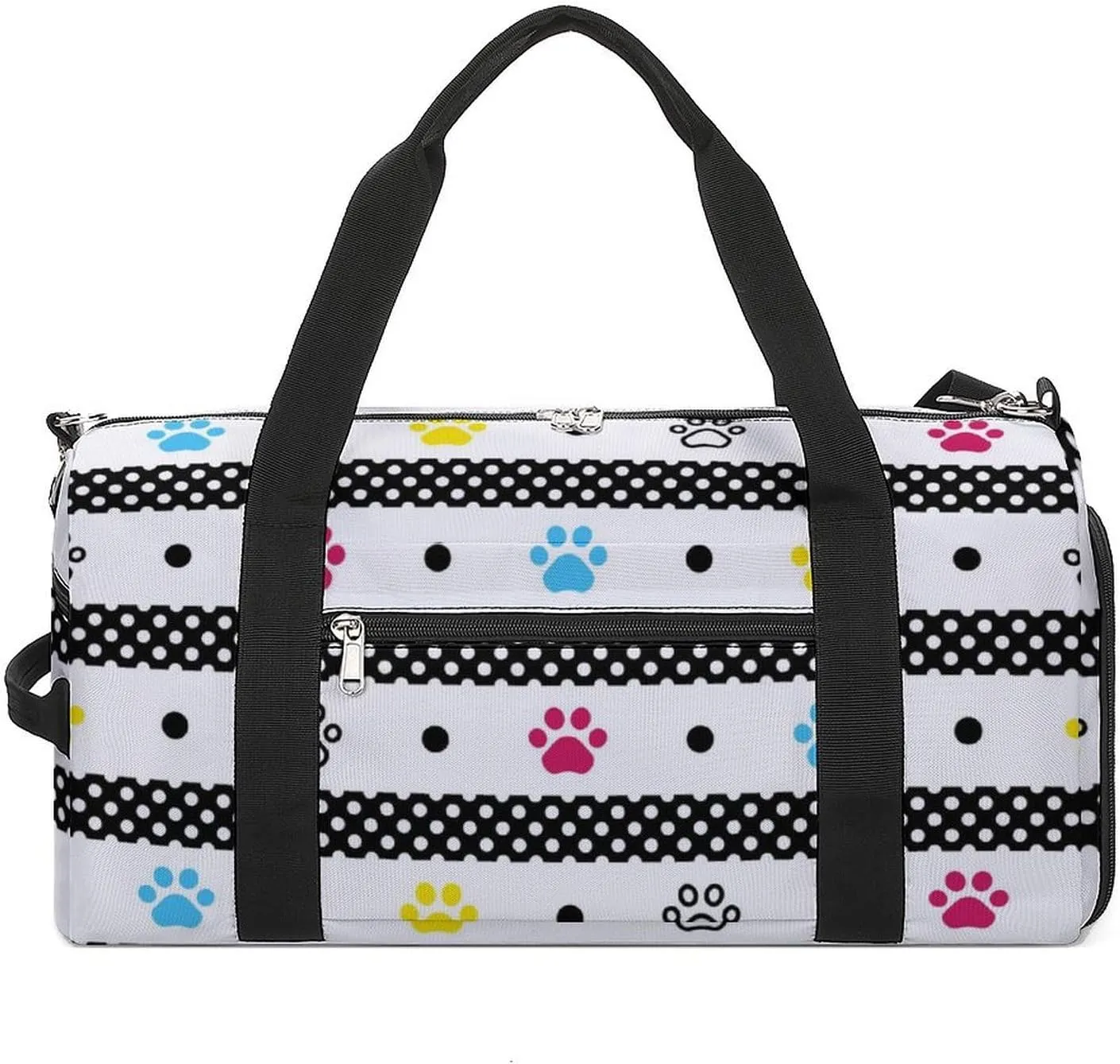 Sport Gym Duffel with Shoe Compartment Wet Pocket, Footprint-cartoon Shoulder Travel Bag for Women Men, style-3
